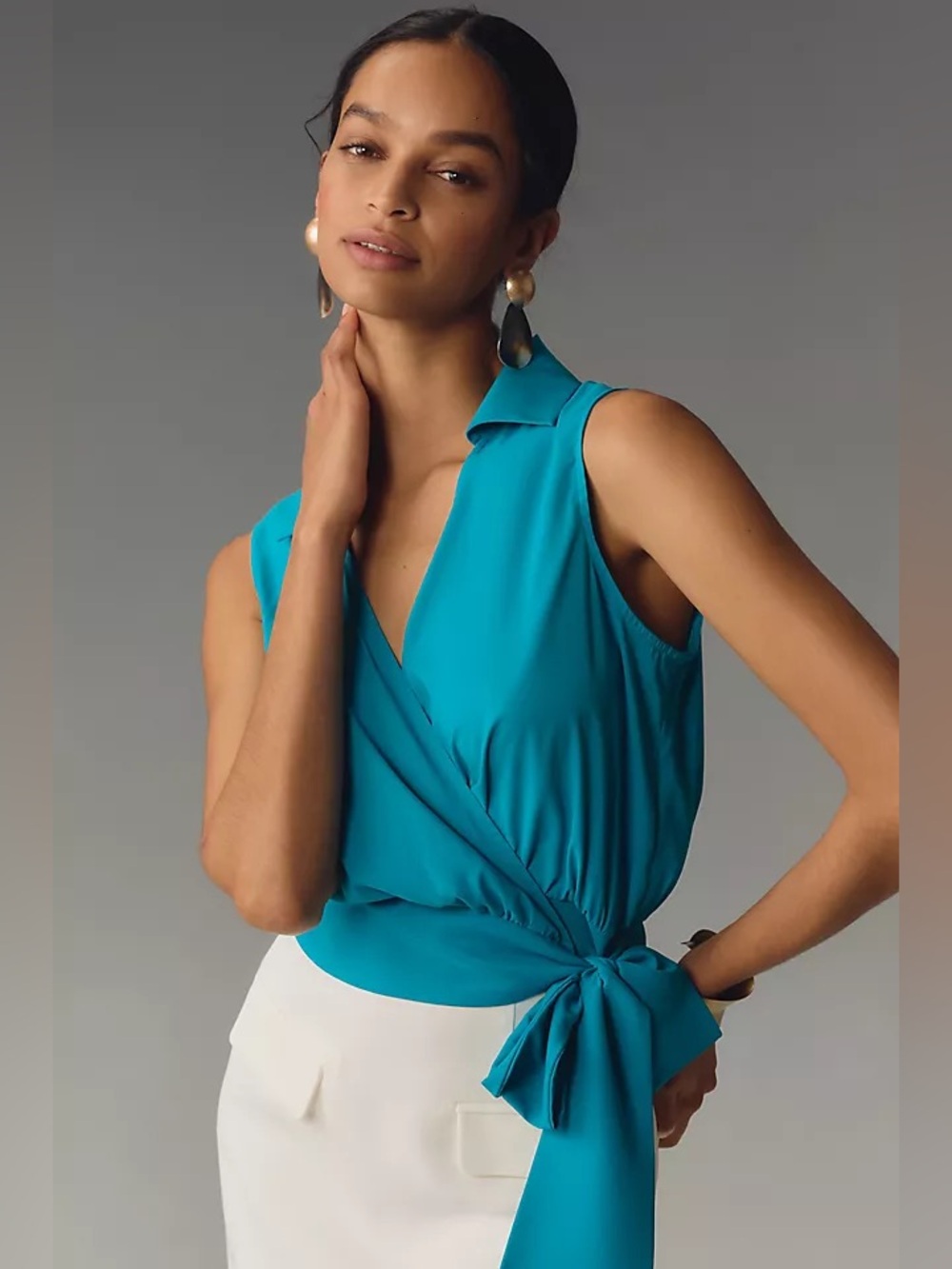 NEW ANTHROPOLOGIE Hutch Valen Wrap Tank Blue Size XS